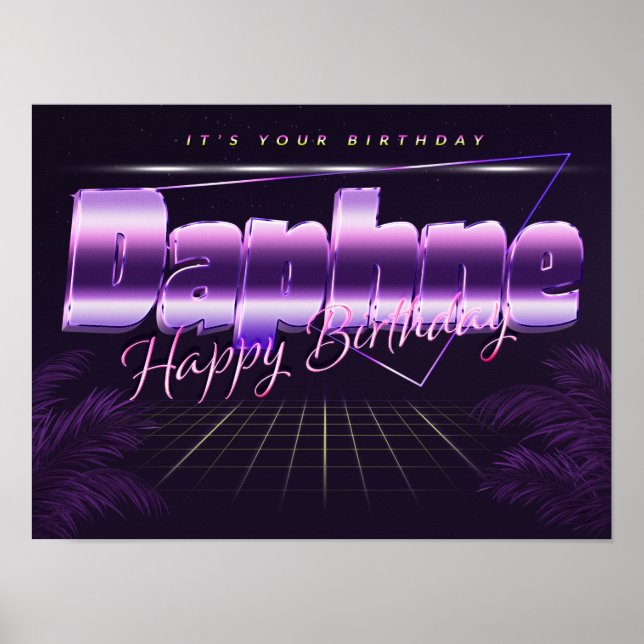 Daphne Namn Vorname lila retro Poster Geburtstag (Framsidan)