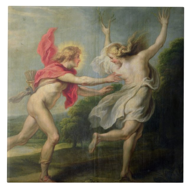 Daphne och Apollo (olja) Kakelplatta (Framsidan)