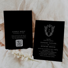 DAPHNE QR Blommigt Mörk Black Simple Bröllop