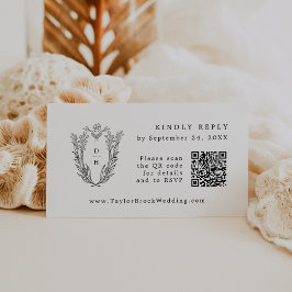 DAPHNE QR-kod Svarta Vita Bröllop RSVP-kort Tilläggskort