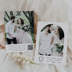 DAPHNE Svartvit Blommigt Vapensköld minimalistisk  Spara Datumet