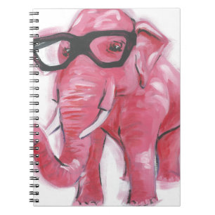 Dapper Animal   Rosa Elephant i eyeglass Anteckningsbok