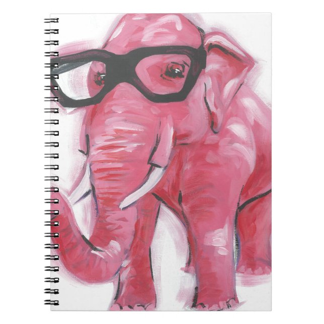 Dapper Animal | Rosa Elephant i eyeglass Anteckningsbok (Framsidan)