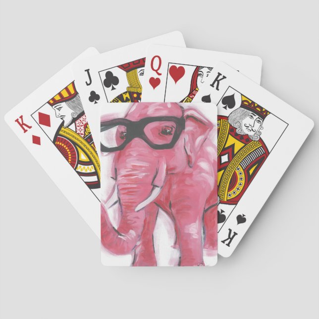 Dapper Animal | Rosa Elephant i eyeglass Casinokort (Baksidan)