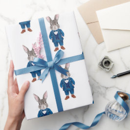 Dapper Bunny i Blue Bowtie och Kostym Party Presentpapper