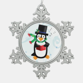 Dapper Caroling Penguin Snöflinga Pewter Julgransprydnad