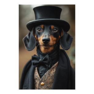 Dapper Dachshund i Elegant Victorian Attire Fototryck