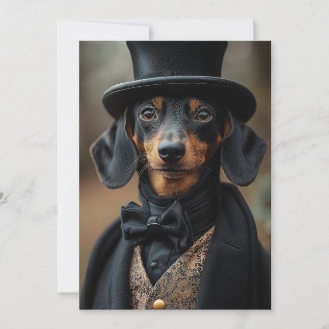 Dapper Dachshund i Elegant Victorian Attire Inbjudningar (Framsida)