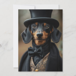 Dapper Dachshund i Elegant Victorian Attire Inbjudningar