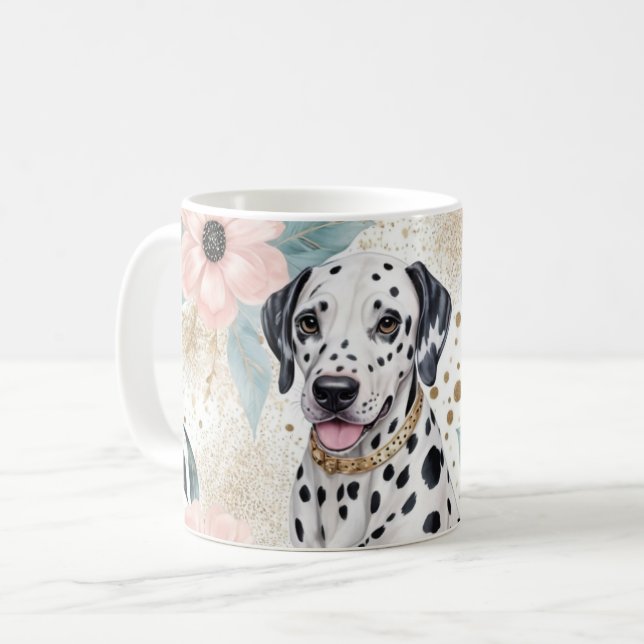 Dapper Dalmatian och Blommigt Elegance Kaffemugg (Framsida vänster)