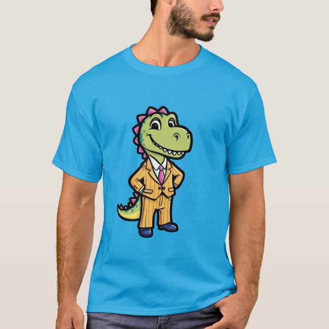 Dapper Dinosaur i Kostym T-Shirt (Framsida)