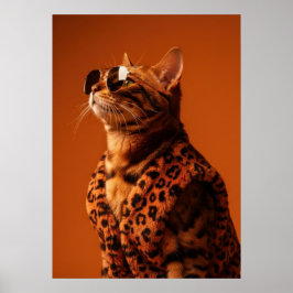 Dapper Feline Portrait - Cool Cat in Sunglasses Poster