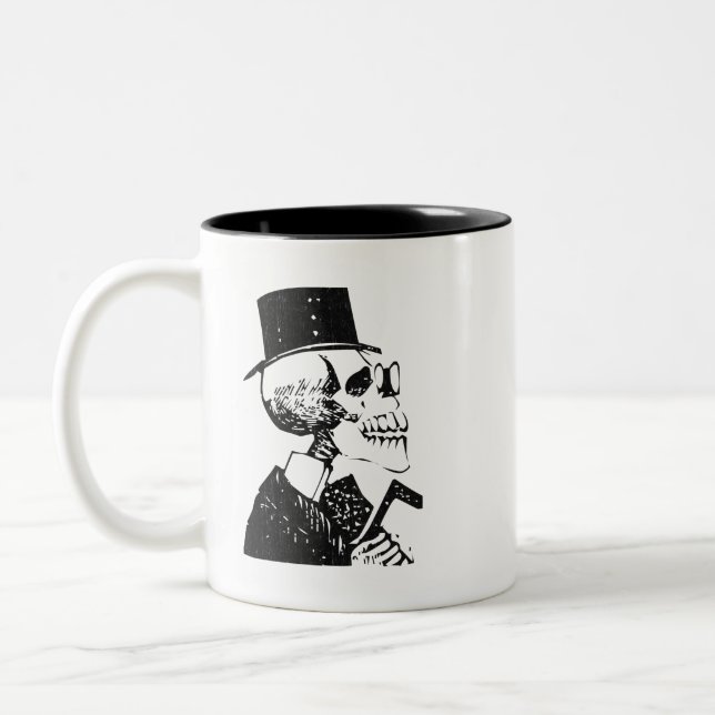 Dapper Folk Art Calavera Topphatt Två-Tonad Mugg (Vänster)