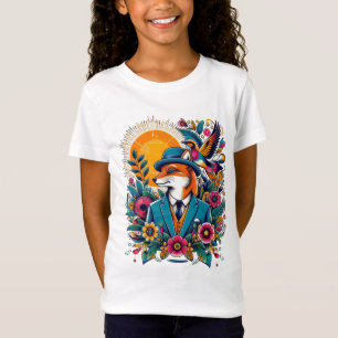 Dapper Fox och färgade blommor T Shirt