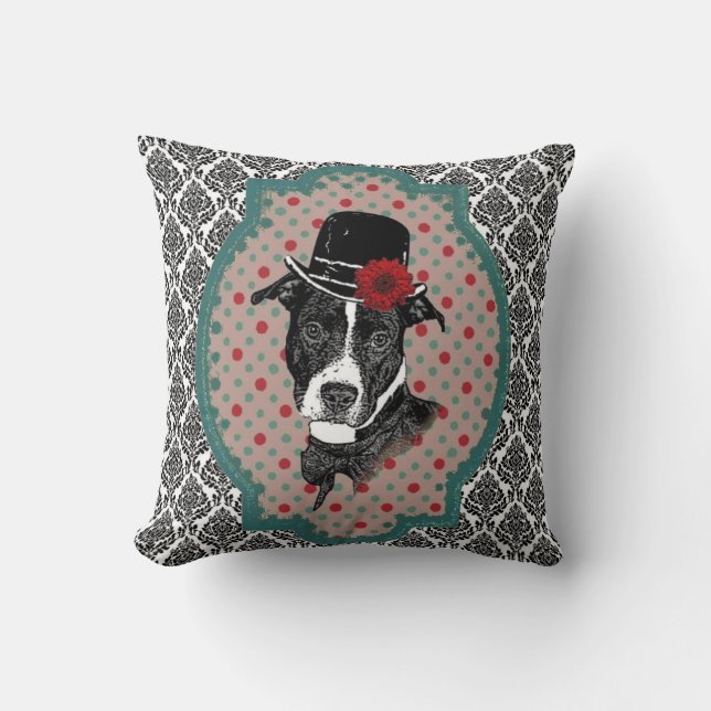 Dapper hund - gammal Timey groptjur Kudde (Framsida)