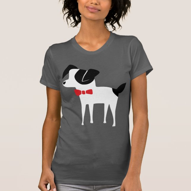 Dapper hundpresskvinna Crewneck Tee Shirt (Framsida)
