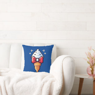 Dapper Ice Cream - Cute Pixel Art Dessert Design Kudde