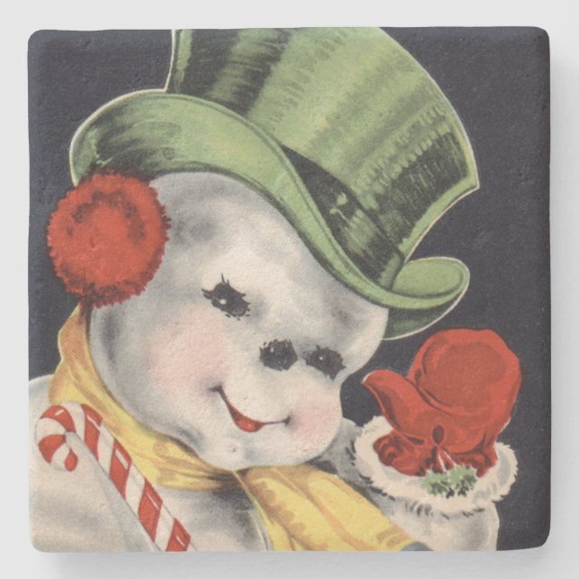 Dapper jul Snögubbe Stenunderlägg (Framsidan)