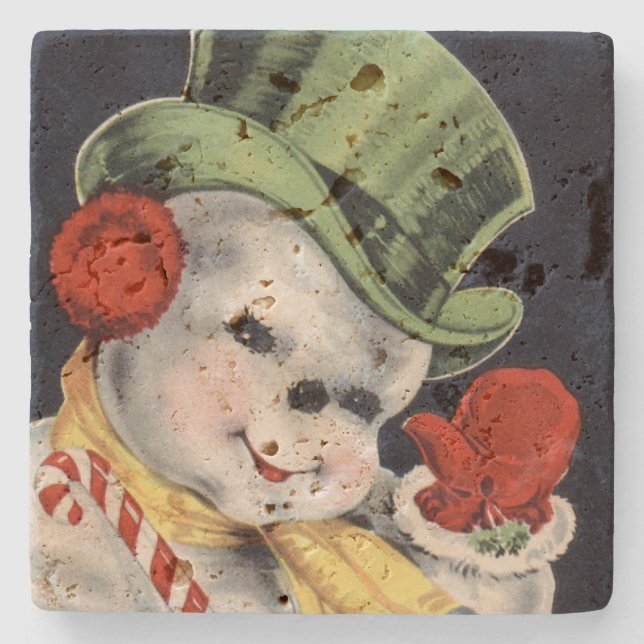 Dapper jul Snögubbe Underlägg Sten (Framsidan)