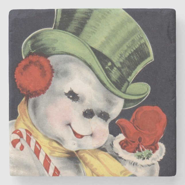 Dapper jul Snögubbe Underlägg Sten (Framsidan)