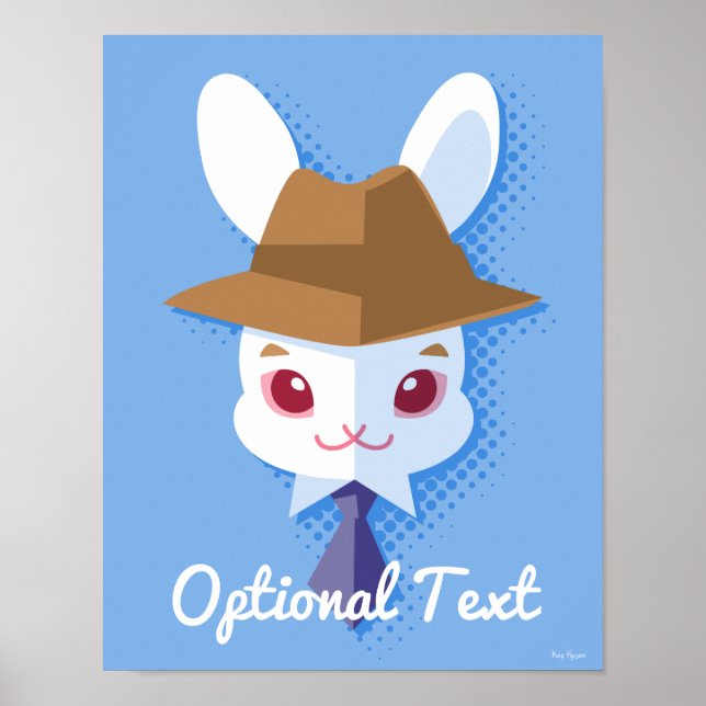 Dapper Kawaii White Rabbit Poster (Framsidan)
