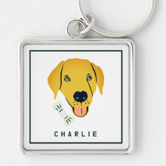 Dapper Labrador Hund Anpassningsbar Fyrkantig Silverfärgad Nyckelring