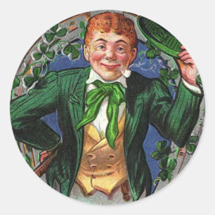 Dapper Leprechaun Vintage St. Patrick's Day Runt Klistermärke