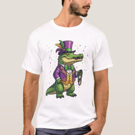 Dapper Mardi Gras Alligator Masquerade Suit & Tie  T Shirt