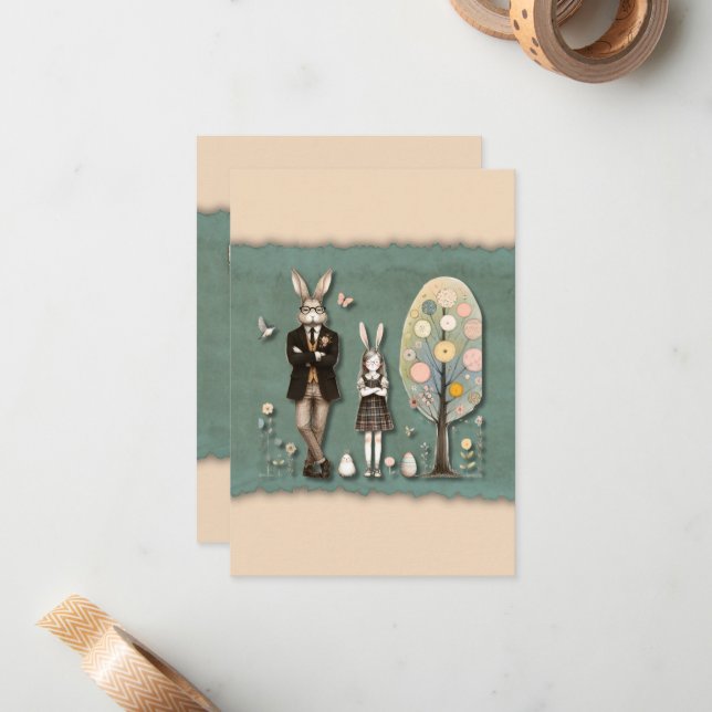 Dapper Påsk-anteckningskort Anteckningskort (Fram/Back In Situ)