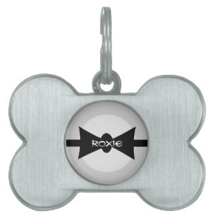 Dapper Pet Black Bow Tie ID-bricka Husdjur