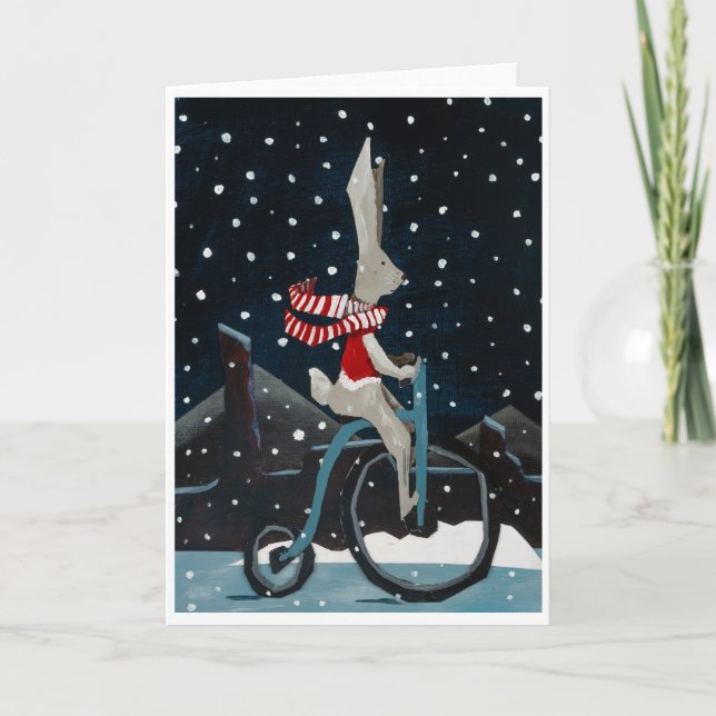 Dapper rabbit on a bicycle card kort (Framsida)