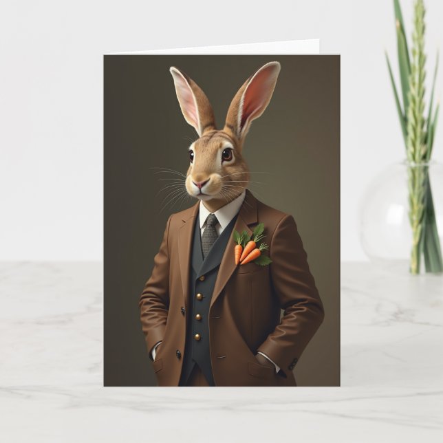 Dapper Rabbit Pattern Card Kort (Framsida)