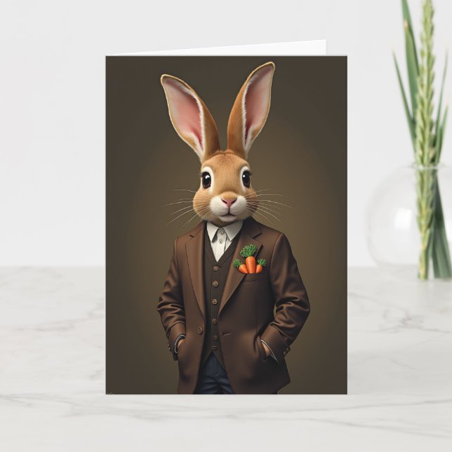 Dapper Rabbit Portrait Card Kort (Framsida)