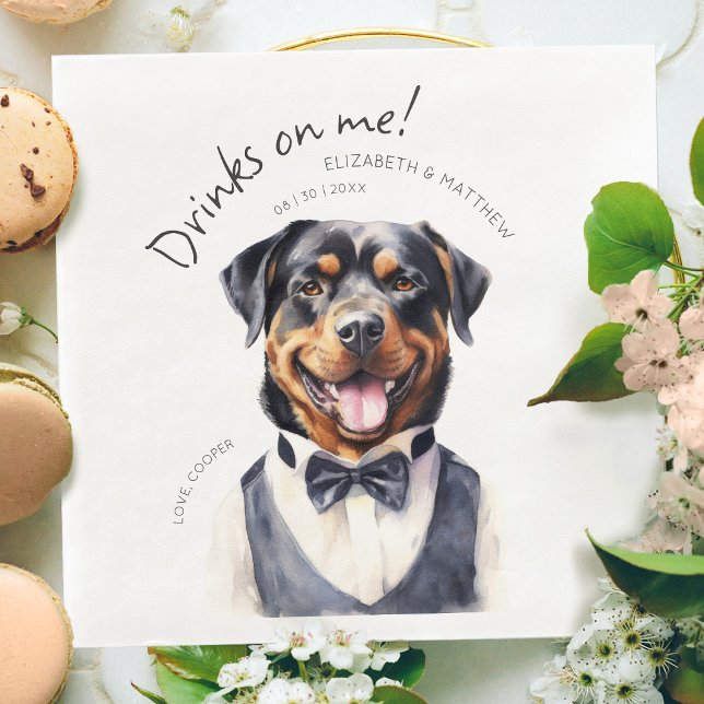 Dapper Rottweiler Servitör Anpassadet Vattenfärg Pappersservett (Skapare uppladdad)