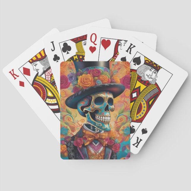 Dapper Skeleton Elegance: Day of the dead Casinokort (Baksidan)