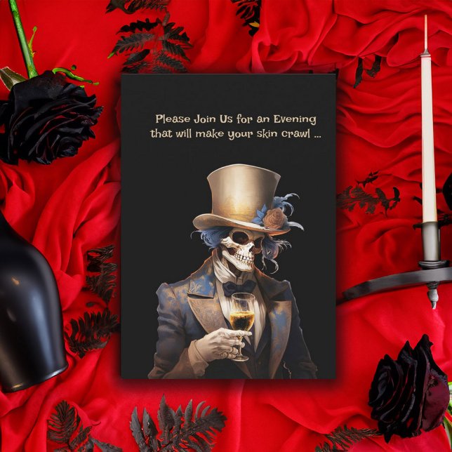 Dapper Skeleton Vuxen Halloween fest Inbjudningar (Skapare uppladdad)