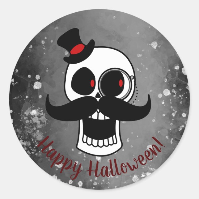Dapper Skull Runt Klistermärke (Framsida)