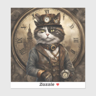 Dapper Steampunk Calico Cat Klistermärken