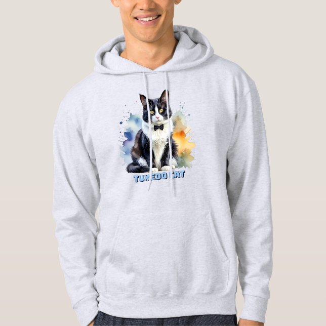 Dapper Tuxedo Cat Hoodie (Framsida)