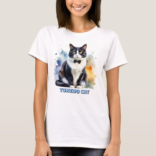 Dapper Tuxedo Cat T Shirt (Framsida)