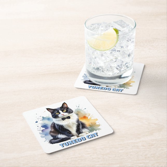 Dapper Tuxedo Cat Underlägg Papper Kvadrat (Insitu)