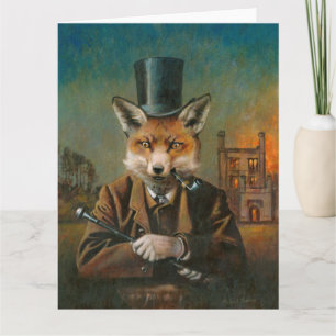 Dapper Victorian Fox Large Hälsning Card Kort