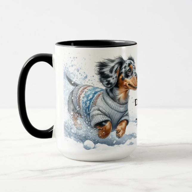 Dapple Dachshund Christmas Coffee Mug Cup Mugg (Vänster)