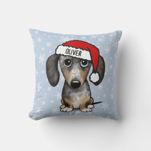 Dapple Dachshund Jul Anpassat namn Cute Hund Kudde