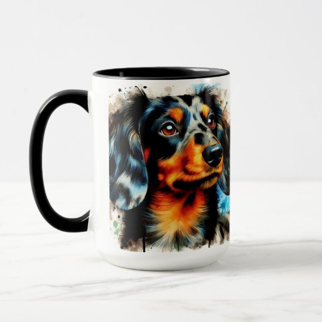 Dapple Dachshund julkaffe Mugg (Vänster)