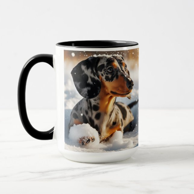 Dapple Dachshund julkaffe Mugg Kopp (Vänster)