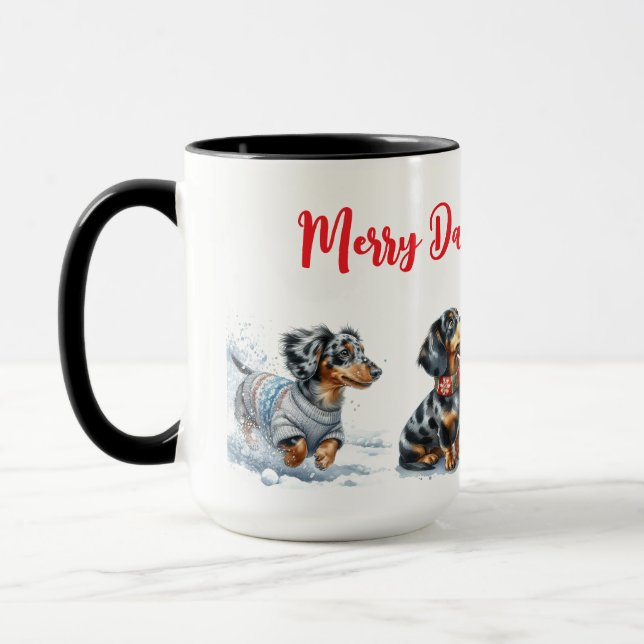 Dapple Dachshund julmugg kopp (Vänster)