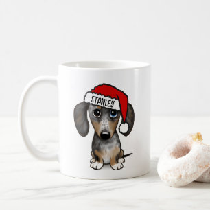 Dapple Dachshund Santa Cute Hund eget namn Kaffemugg