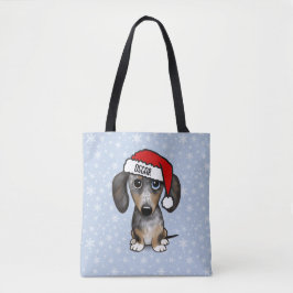 Dapple Dachshund Santa Cute Wiener Hund Tygkasse