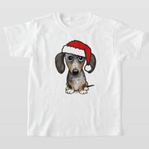 Dapple Dachshund Santa Wiener Hund jul T Shirt